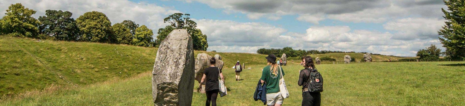 Visitors at Avebury henge, Wiltshire