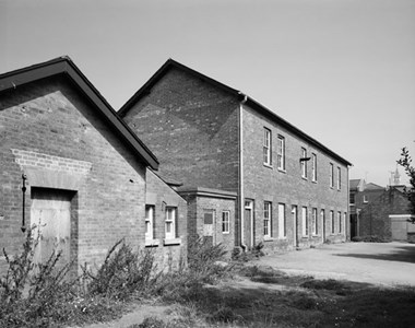 Mortuary and workshops,view from south west, St John's Hospital, Aylesbury, Stone. 