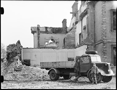 Archive photograph of vernacular buildings.