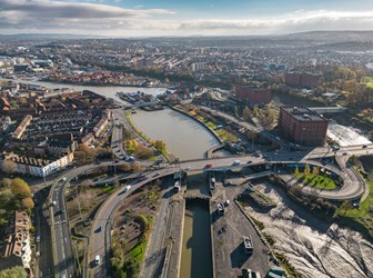 Aerial view of Cumberland Basin from the north-west